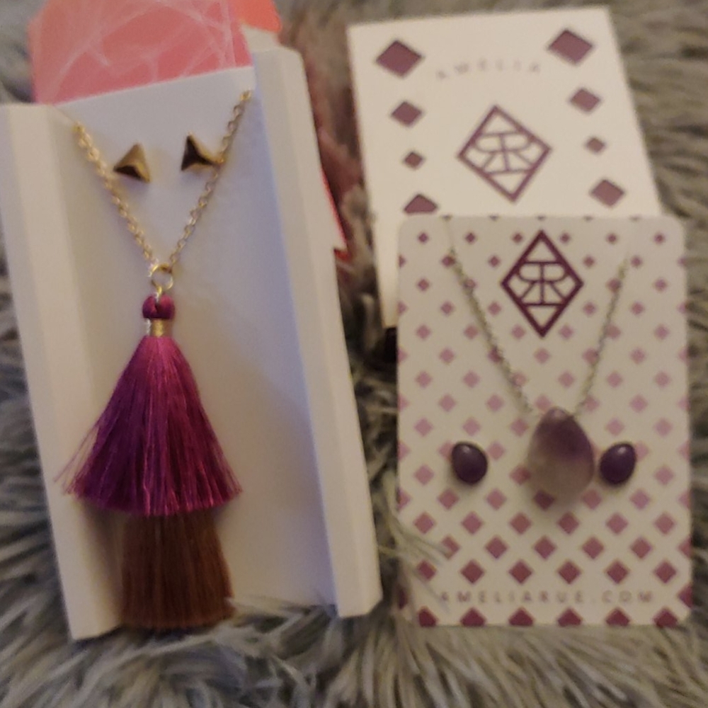 2 necklace and earrings sets
